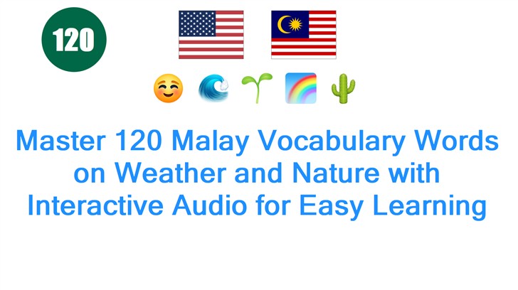 Master 120 Malay Vocabulary Words on Weather and Nature with Interactive Audio for Easy Learning